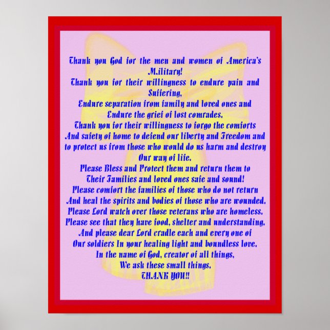 Póster Una Oración Para Nuestros Soldados (Frente)