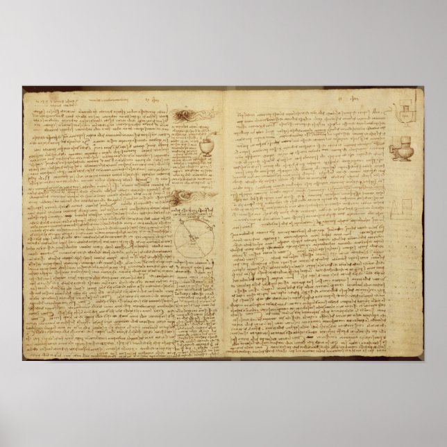 Póster Una página del Codex Leicester, 1508-12 (Frente)