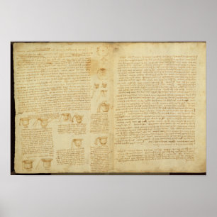 Póster Una página del Codex Leicester, 1508-12