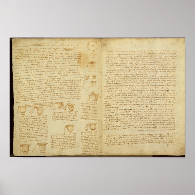 Póster Una página del Codex Leicester, 1508-12 (Frente)