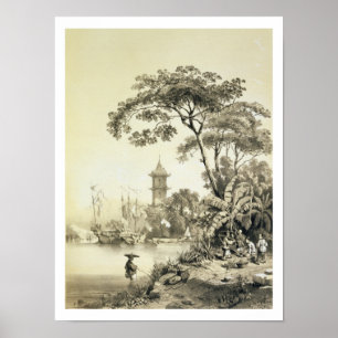 Póster Una pagoda en el canal del Macao-Cantón, platea 21