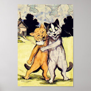 Póster Una pareja de gatos muy felices, Louis Wain