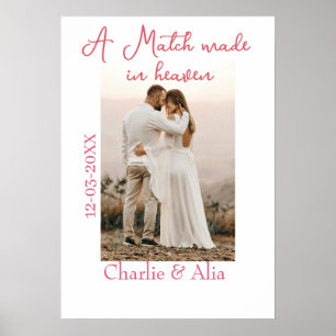 Póster Una pareja hecha en el cielo foto boda nombre rosa