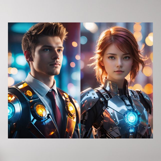 Póster Una pareja que se opone a las luces borrosas (Frente)