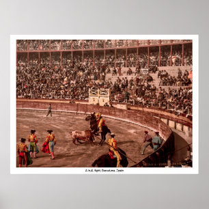 Póster Una pelea de toros, Barcelona, España