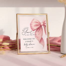 Póster Una pequeña bienvenida de baby shower con lazo ros