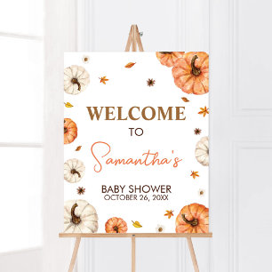 Póster Una pequeña bienvenida de Baby Shower para calabaz