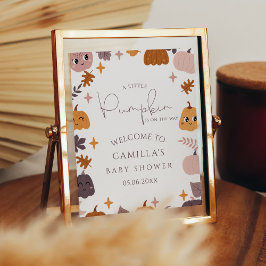 Póster Una pequeña bienvenida de Baby Shower para calabaz