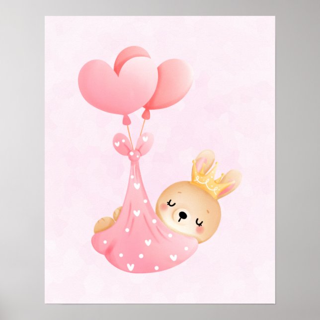 Póster Una pequeña conejita en una manta cardíaca (Frente)