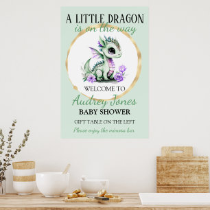 Póster Una pequeña dragona está en camino Baby Shower