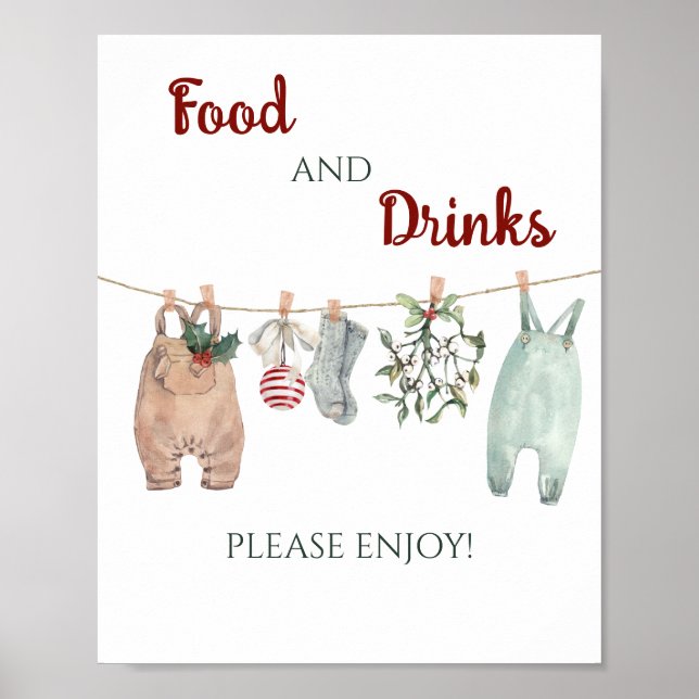 Póster Una pequeña Navidad alegre ropa comida y bebidas (Frente)