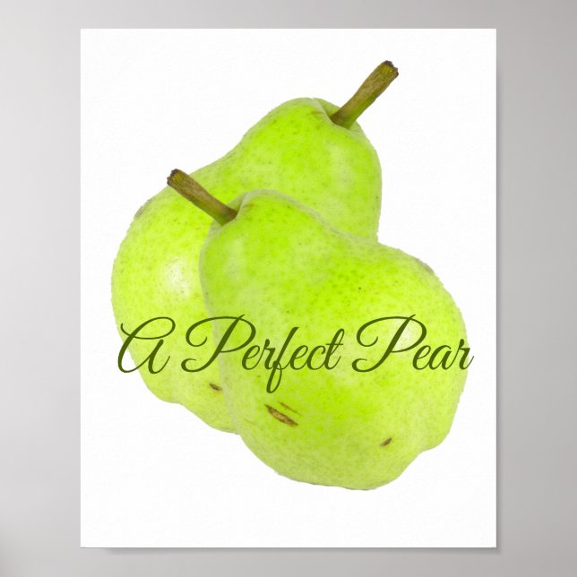 Póster Una pera perfecta jugosa y dulce Blanco BG (Frente)