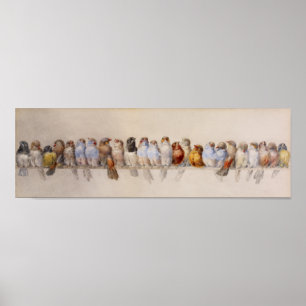 Póster Una percha de aves (1880) Héctor Giacomelli Fullsi