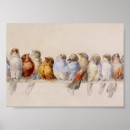 Póster Una percha de aves Hector Giacomelli 1880