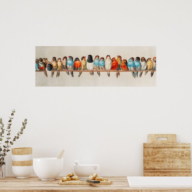 Póster Una percha de aves por Héctor Giacomelli (Cocina)