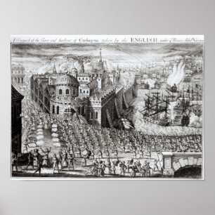 Póster Una perspectiva de la ciudad y el puerto