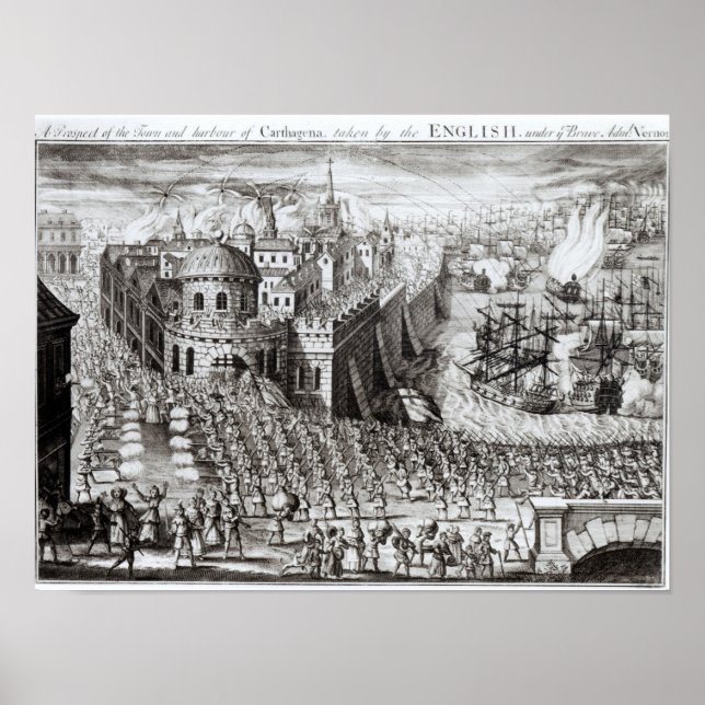 Póster Una perspectiva de la ciudad y el puerto (Frente)