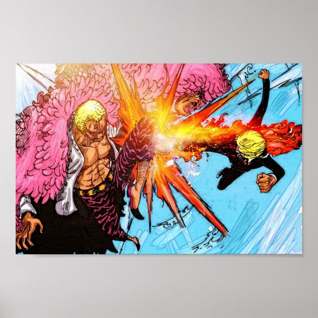 Póster Una pieza de Sanji vs Doflamingo (Frente)