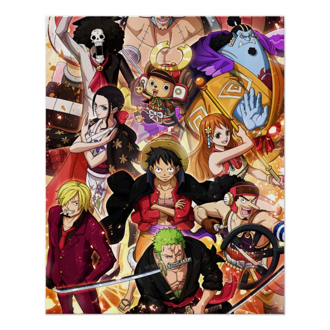 Póster Una pieza , Law , Luffy y Capitán Kid (Anverso)