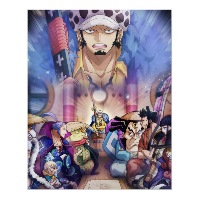 Póster Una pieza , Law , Luffy y el capitán Kid (Anverso)