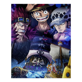 Póster Una pieza , Law , Luffy y el Capitán Kid
