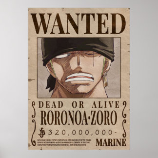 Póster Una pieza que Zoro Wanted