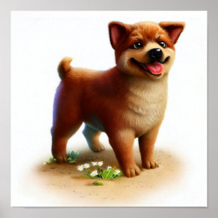Póster Una pintura 3D de un perro boyero australiano