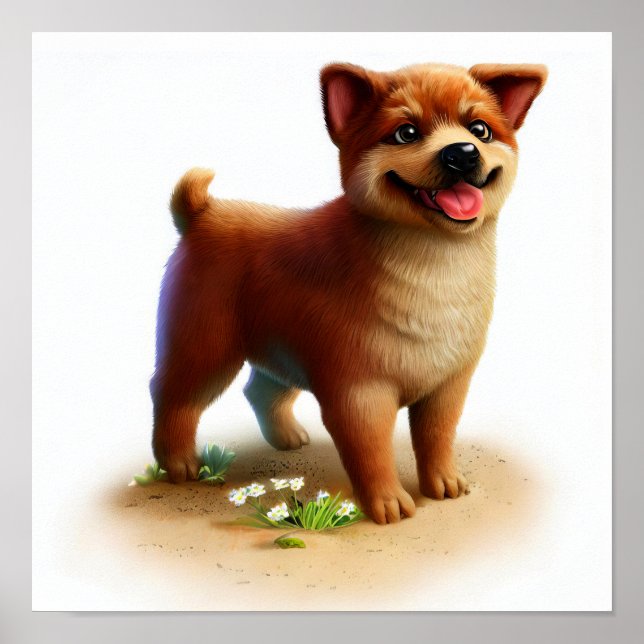 Póster Una pintura 3D de un perro boyero australiano (Frente)