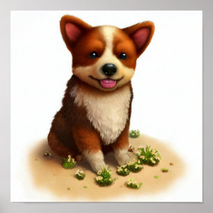 Póster Una pintura 3D de un perro boyero australiano