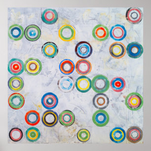 Póster Una pintura abstracta; círculos multicolores sobre