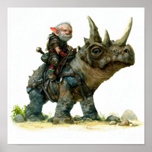 Póster Una pintura acuarela de un intrépido elfo guerrero