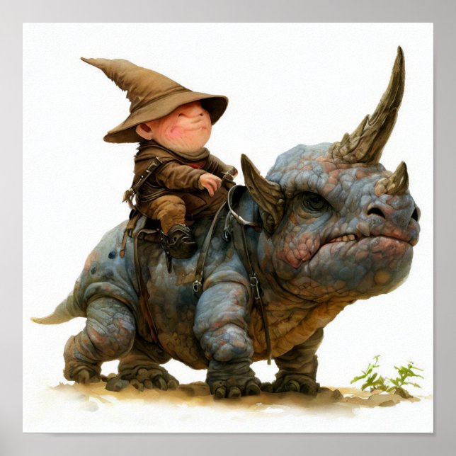 Póster Una pintura acuarela de un intrépido elfo guerrero (Frente)