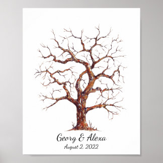 Póster Una pintura de aceite de árbol de guijarros para e