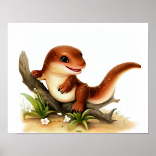 Póster Una pintura de color de agua 3D de un monstruo de 