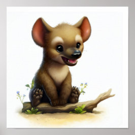 Póster Una pintura de color de agua 3D de una hiena linda