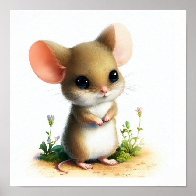 Póster Una pintura digital de un adorable jerbo (Frente)
