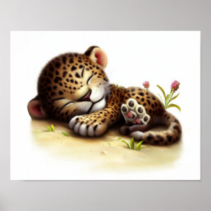 Póster Una pintura digital de un bonito club de leopardo