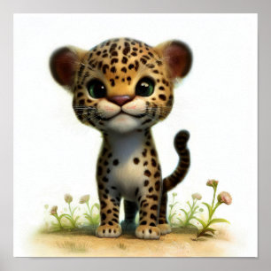Póster Una pintura digital de un bonito club de leopardo