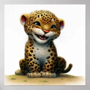 Póster Una pintura digital de un cachorro de leopardo ado