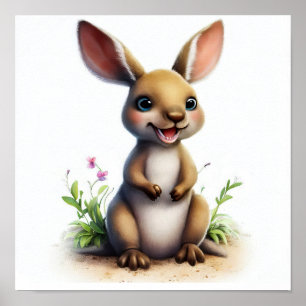 Póster Una pintura digital de un canguro aburrido