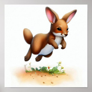 Póster Una pintura digital de un canguro aburrido