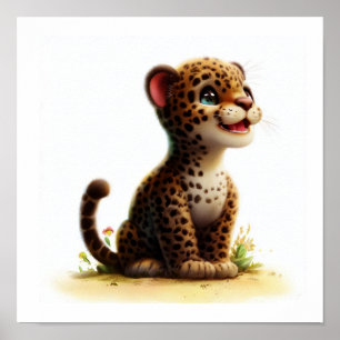 Póster Una pintura digital de un jaguar lindo