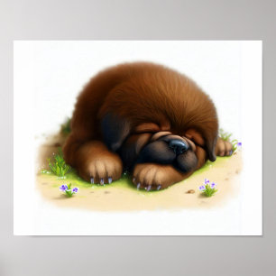Póster Una pintura digital de un joven burlón tibetano