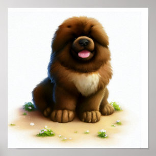 Póster Una pintura digital de un joven burlón tibetano