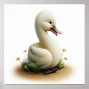 Póster Una pintura digital de un joven cisne chiflado