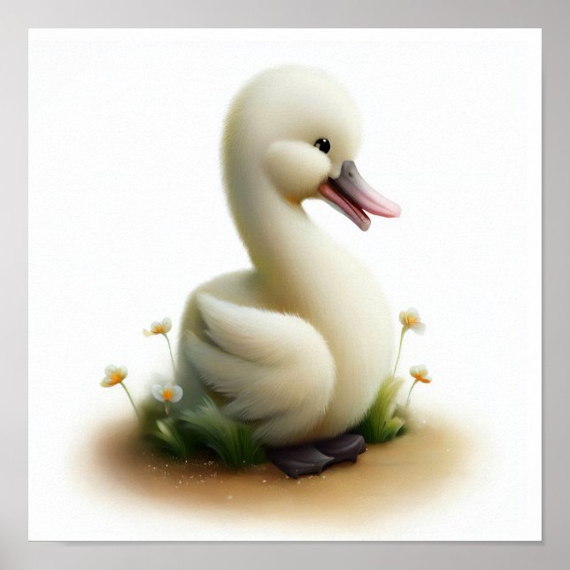 Póster Una pintura digital de un joven cisne chiflado (Frente)