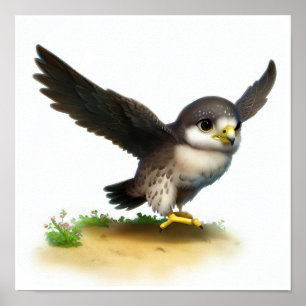Póster Una pintura digital de un joven halcón peregrino