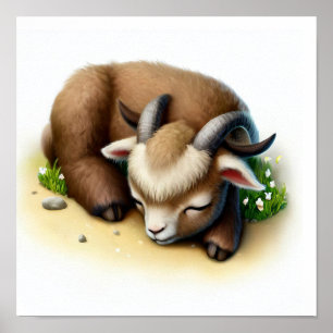Póster Una pintura digital de un joven ibex muy hábil