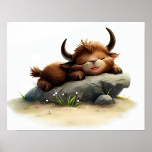 Póster Una pintura digital de un joven ñu lindo