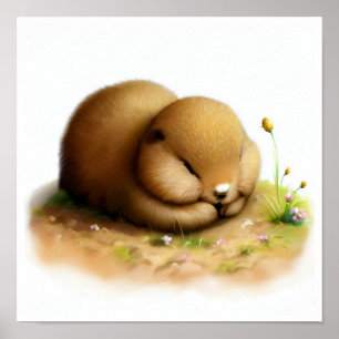 Póster Una pintura digital de un joven perro de peluche